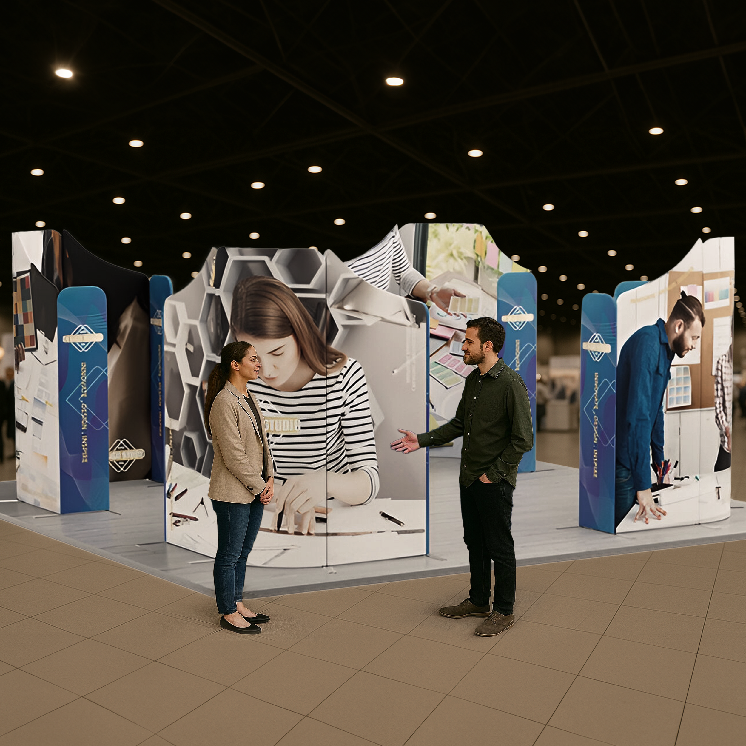 6m Magnetic Modular Fabric Displays - 4 Curved L-Shape Sections