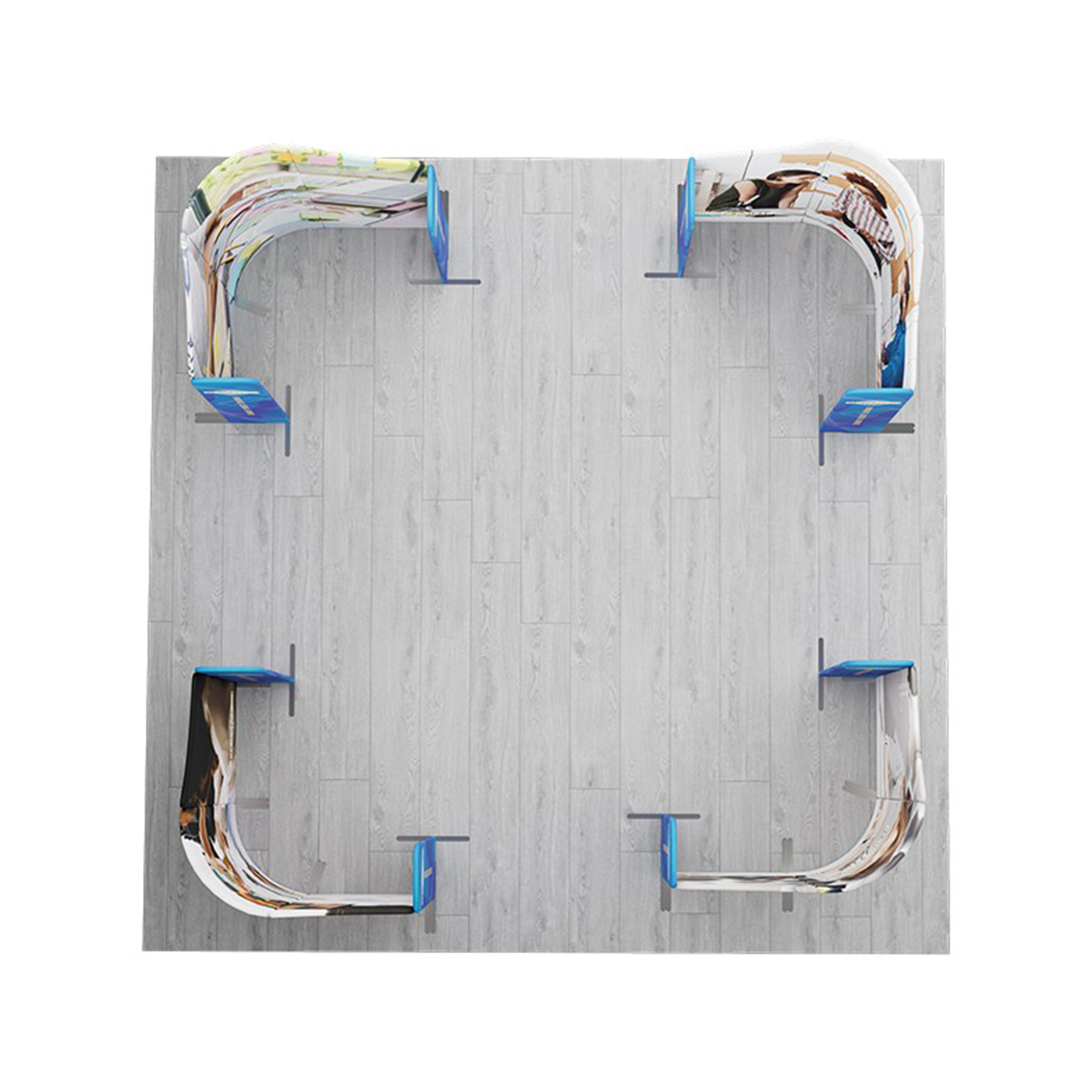 6m Magnetic Modular Fabric Displays - 4 Curved L-Shape Sections