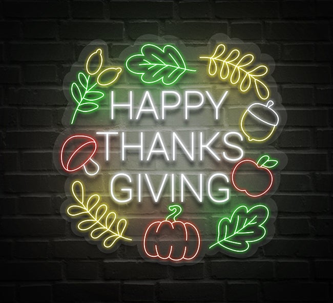 Sturdy Happy Thanksgiving LED Neon Sign | Printed Happy Thanksgiving ...