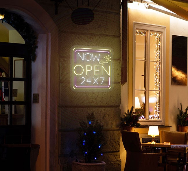 Now Open 24/7 Square Sign