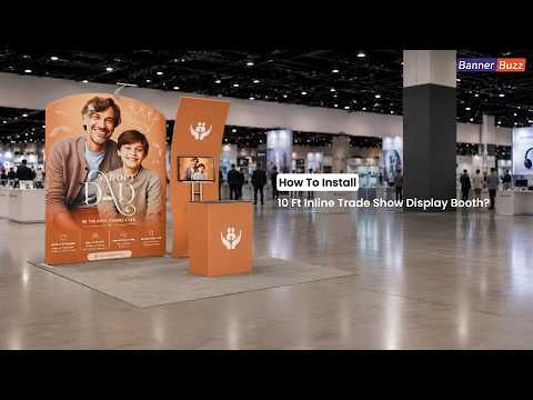 10ft Inline Trade Show Booth   Branding Display with Counter & LED | Setup Guide | BannerBuzz