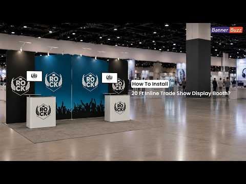 20ft Inline Trade Show Booth Large Backwall with Dual Counters & LED Lighting | BannerBuzz