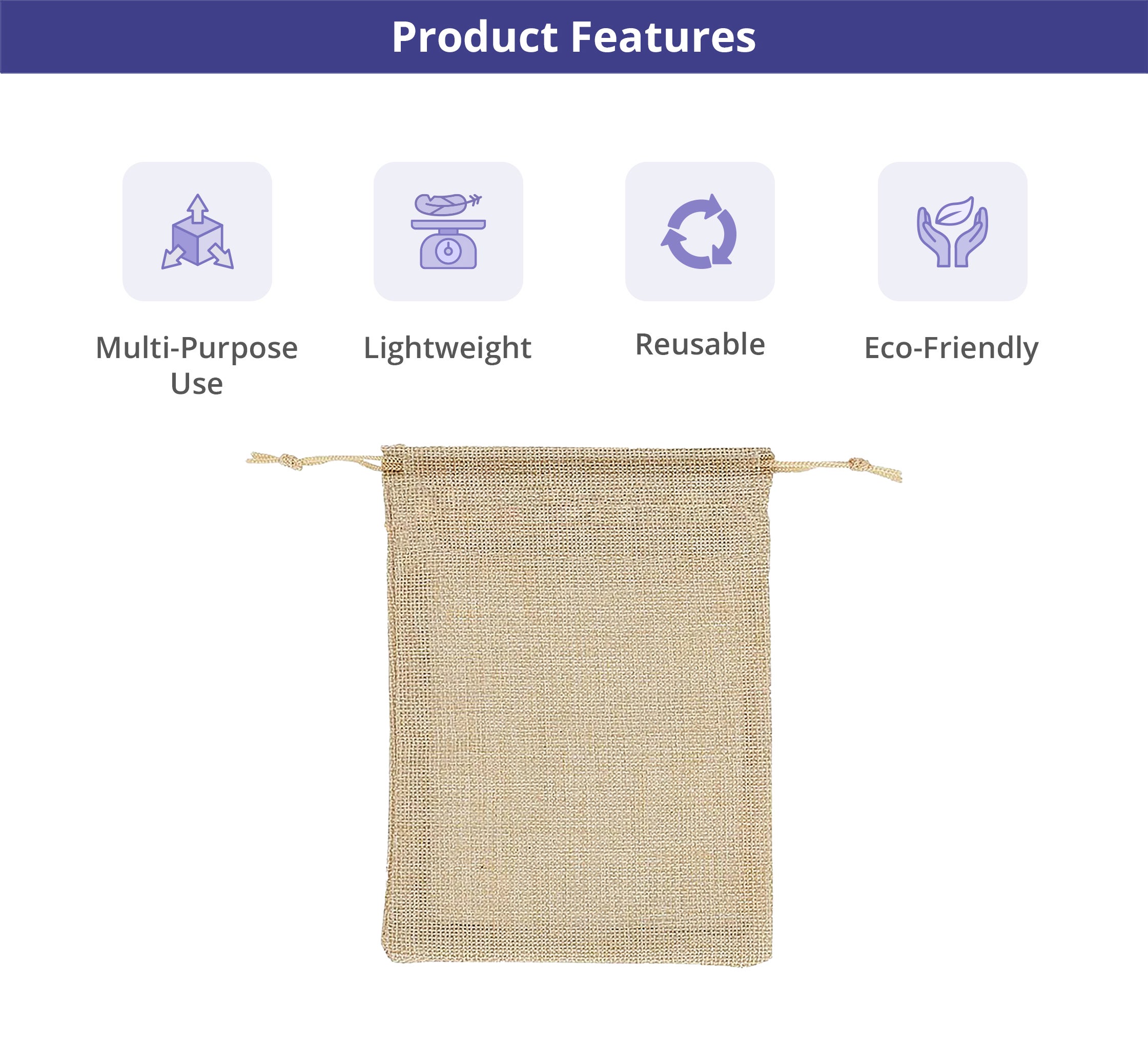 Jute Drawstring Bags - Non Printed