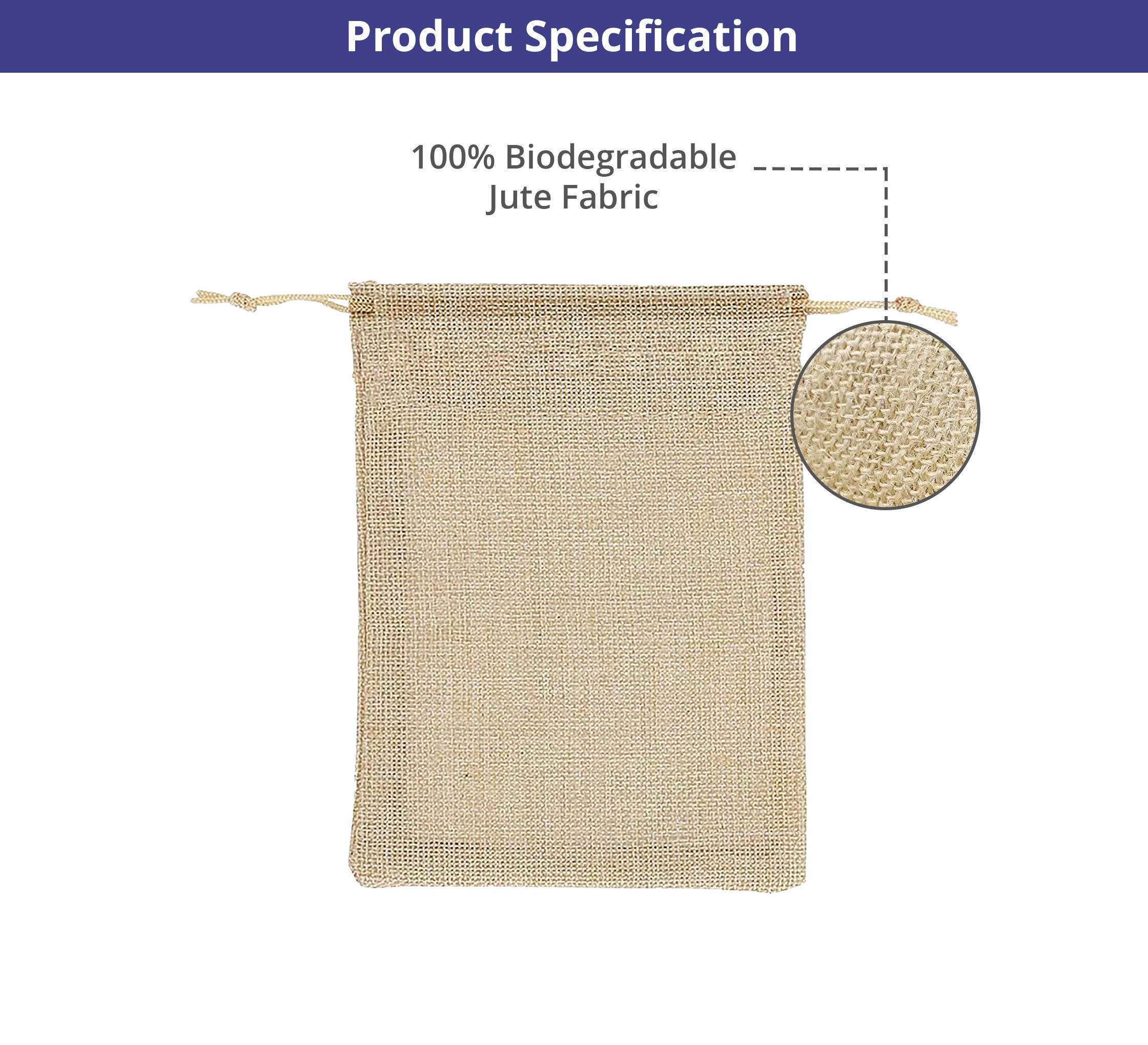 Jute Drawstring Bags - Non Printed