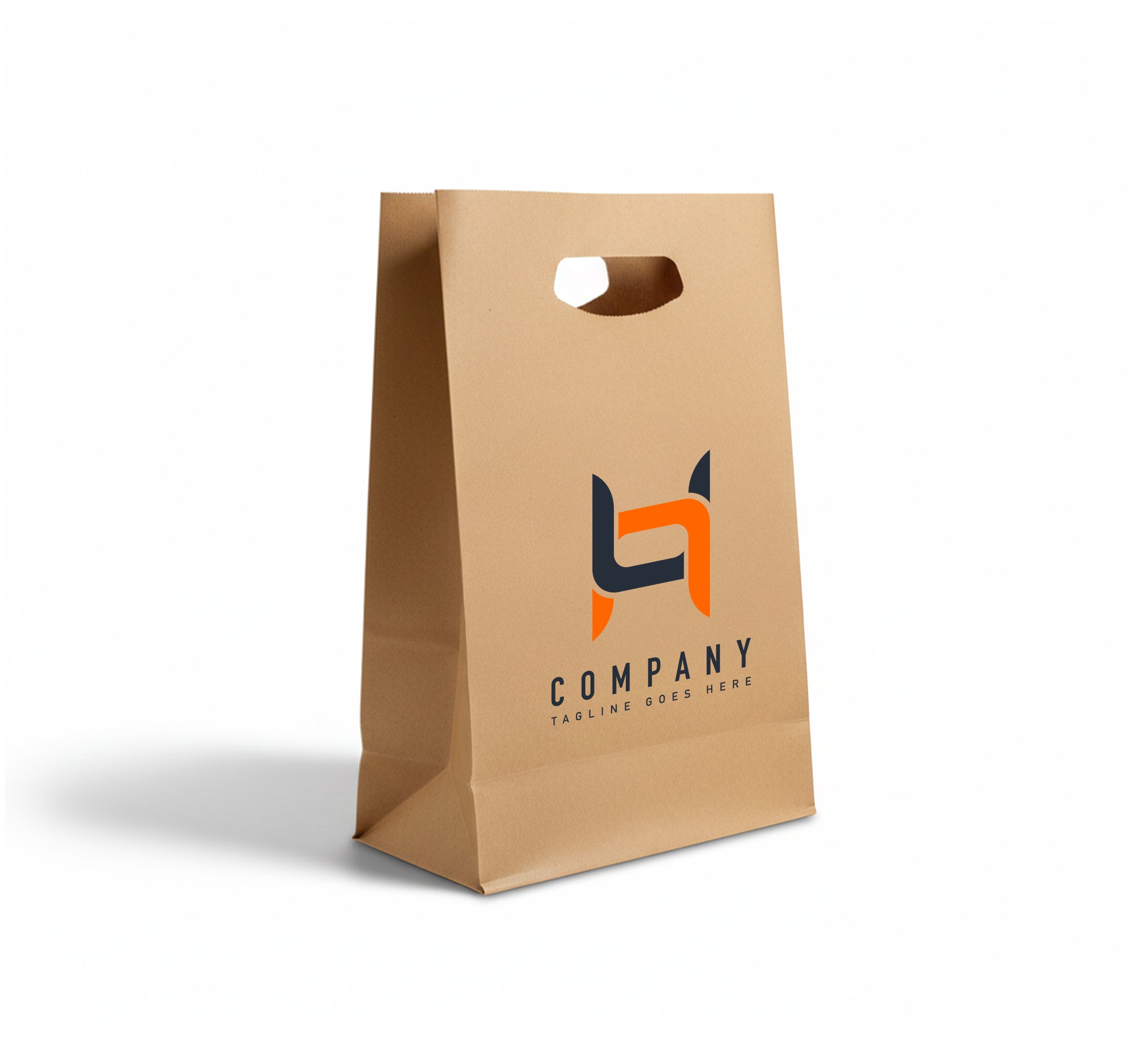 Printed Die-Cut Handle Bags - Brown