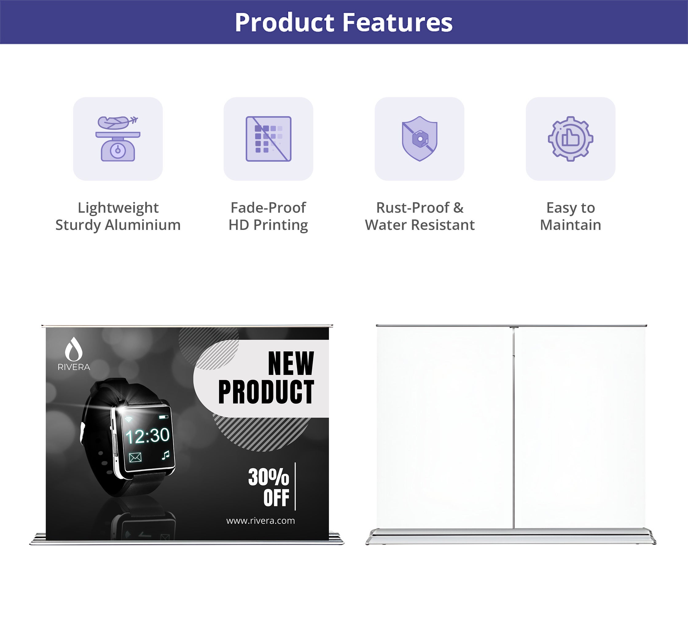 Silverstep Tabletop 120 cm Retractable Banner Stand