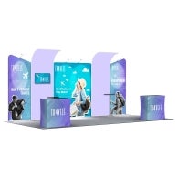 6m Inline Exhibition Stand  – Modular Fabric Display with Podium, Shelves & LED Lights