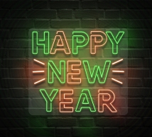 Happy New Year Sparks Neon Sign
