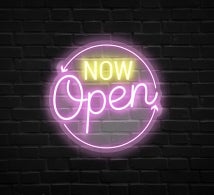 Now Open Round Neon Sign