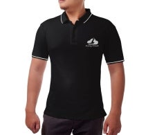 Men's Black Cotton Polo Shirt - Embroidered