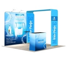 3m Inline Exhibition Stand  – Portable Backwall Display with LED Lights & Counter