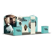 6m Inline Exhibition Stand  – Complete Display Kit with Dual Podiums & Banner Stand