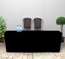 250 cm Fitted Table Covers - Black - Zipper Back