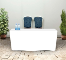 180 cm Fitted Table Covers - White - Zipper Back