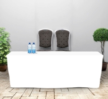250 cm Fitted Table Covers - White - 4 Sided