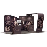 6m Inline Exhibition Stand – Full Graphic Wall Setup with Product Display Counters