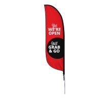 Pre-Printed We Are Open Feather Flag