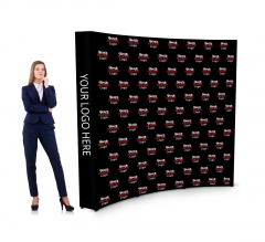 8 ft x 8 ft Step and Repeat Fabric Pop Up Curved Display