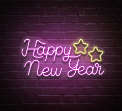 Happy New Year Star Neon Sign