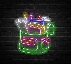 Backpack With Stationery Neon Sign