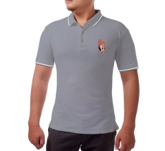 Men's Grey Polo Shirt - Printed