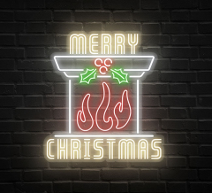 Merry Christmas Chimney Neon Sign