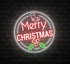 Merry Christmas Double Circle Neon Sign