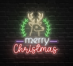 Merry Christmas Deer Neon Sign