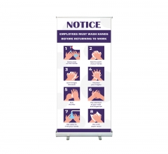 Notice Employees Must Wash Hands Roll Up Banner Stands