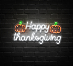Happy Thanksgiving Pumpkin LED Neon Sign