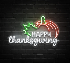 Happy Thanksgiving Pumpkin Neon Sign