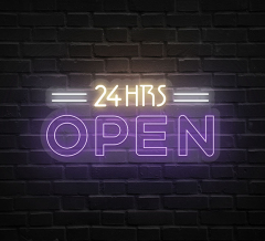 Open 24 Hours Neon Sign