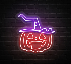 Pumpkin Witch Hat Neon Sign