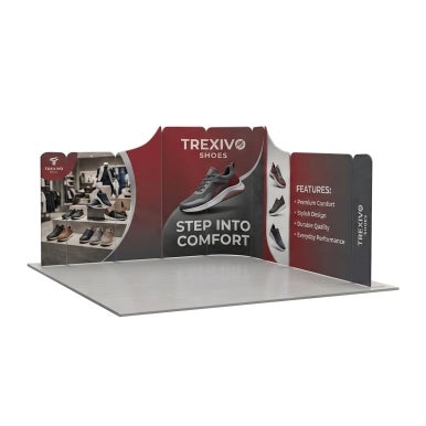 4m Magnetic Modular Fabric Displays - Dynamic Curved L Shape