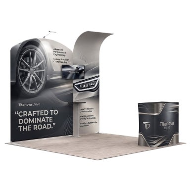 3m Inline Exhibition Stand  – Modular Display with Backwall, Counter & LED Kit