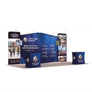 6m Exhibition Stand - Fabric Display Stand with Dual Counters & LED Lighting