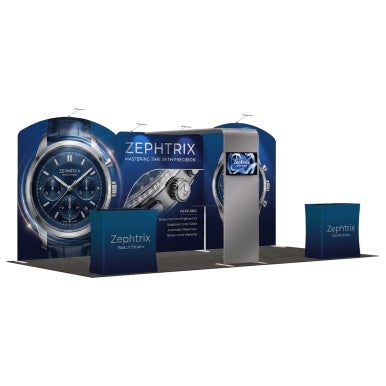 6m Inline Exhibition Stand  – Complete Display Kit with Dual Podiums & Banner Stand