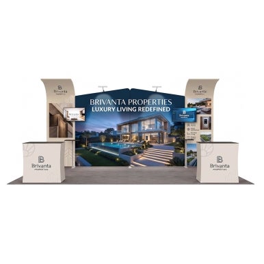 6m Inline Exhibition Stand  – Curved Backwall with Dual Counters