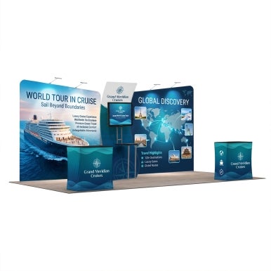 6m Exhibition Stand - Premium Display Stand with Counters & LED Lighting