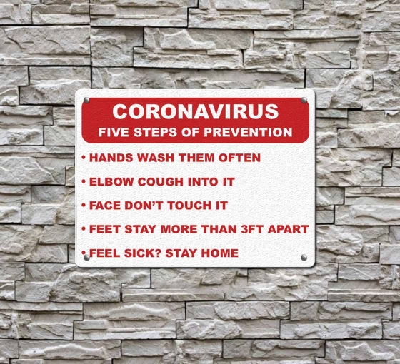 Coronavirus Five Steps Of Prevention Compliance Signs