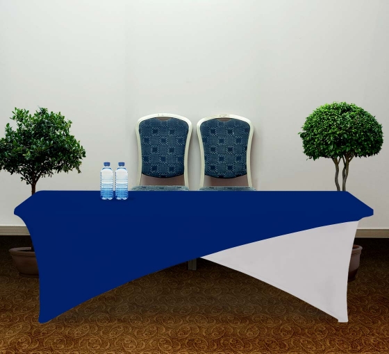 8' Cross Over Table Covers - Blue & White
