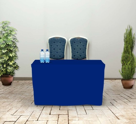 4' Fitted Table Covers - Blue - 4 Sided