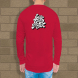 Men's Red Printed Long Sleeves T-Shirt - Crew Neck